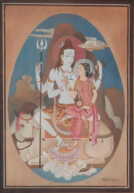 Lord Shiva & Parvati with Nandi